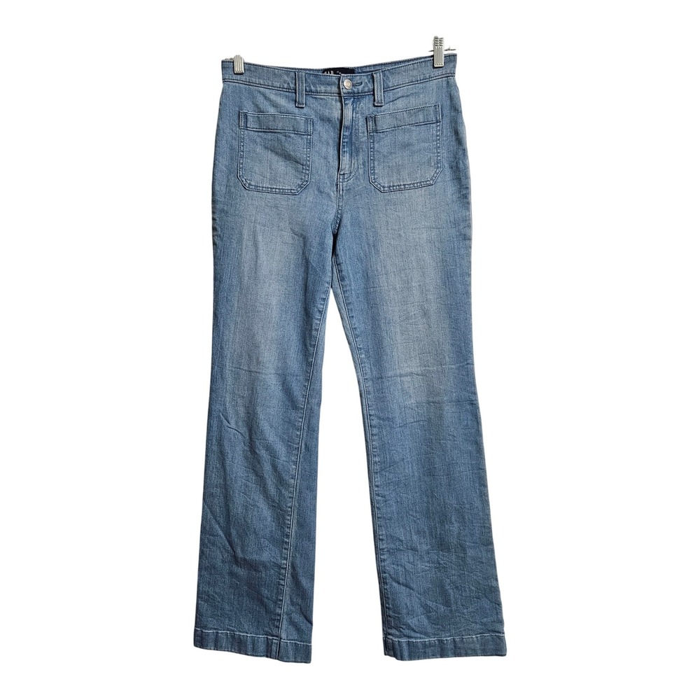 Gap Denim Jeans Womens 30 Light Blue Wide-Leg High Rise Front Patch Pockets 1166